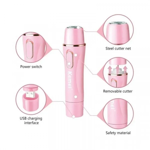 ماكينة إزالة الشعر الكهربائية القابلة لإعادة الشحن Kemei  USB - KM-2715 Premium - 4in1.1