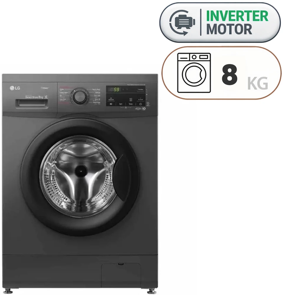 LG WJ1408MTG Washing Machine - 8 kg - Inverter - Middle Black