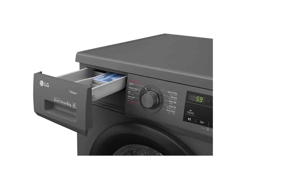 LG WJ1408MTG Washing Machine - 8 kg - Inverter - Middle Black